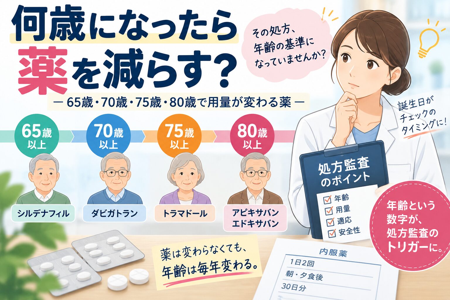 何歳になったら薬を減らす？―65歳・70歳・75歳・80歳で用量が変わる薬